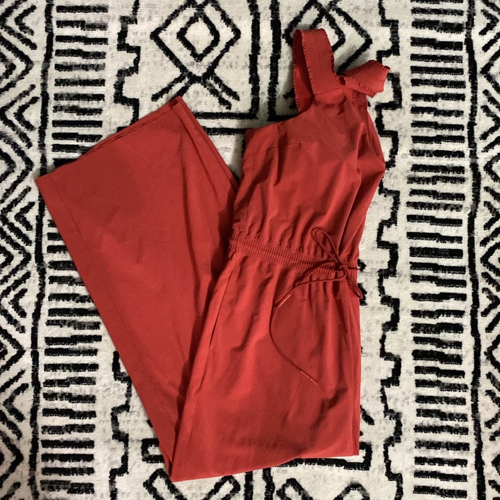 Athleta Savannah Crisscross Back Currant Red Jumpsuit Sz 16